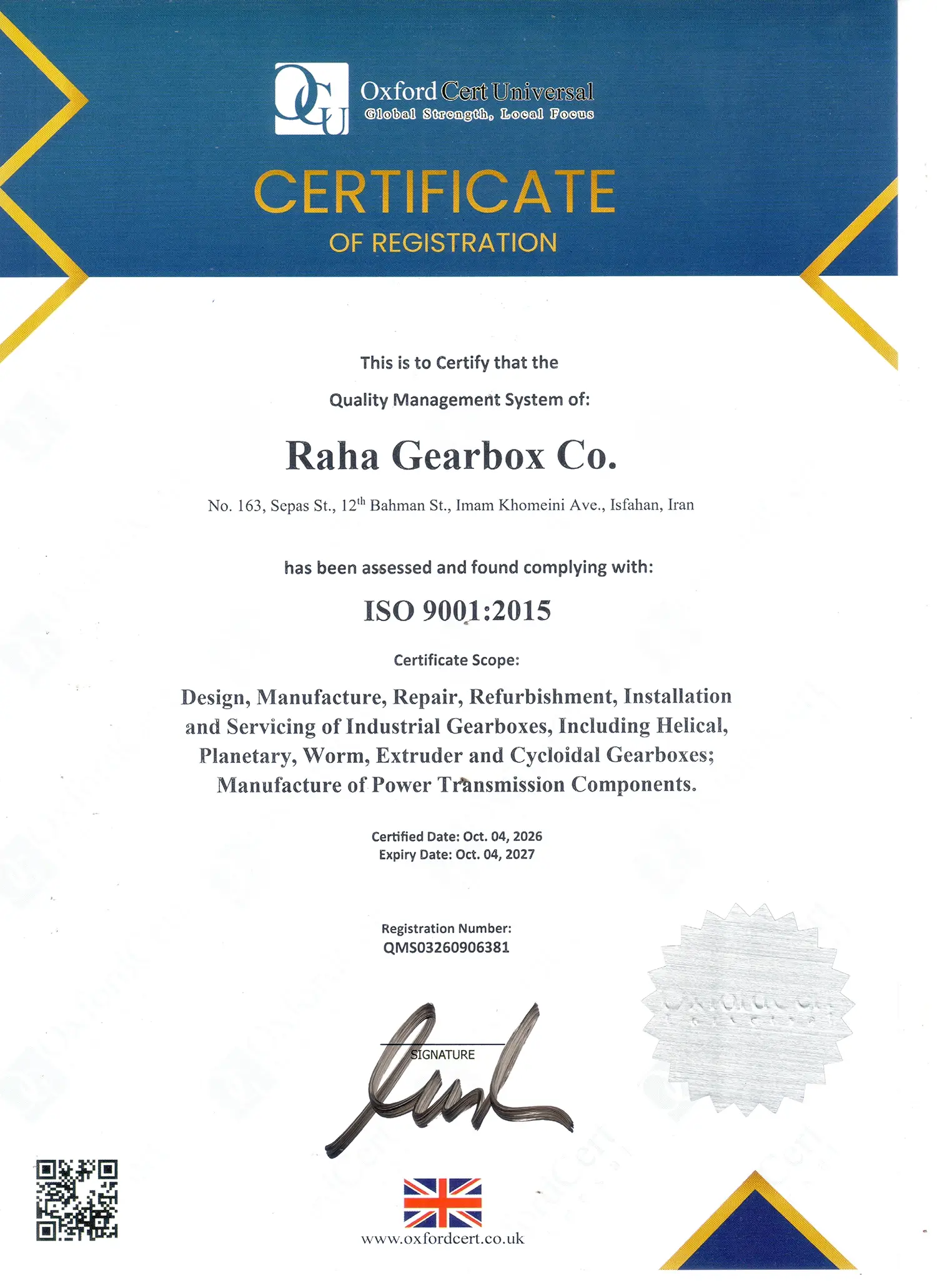raha gearbox iso 9001